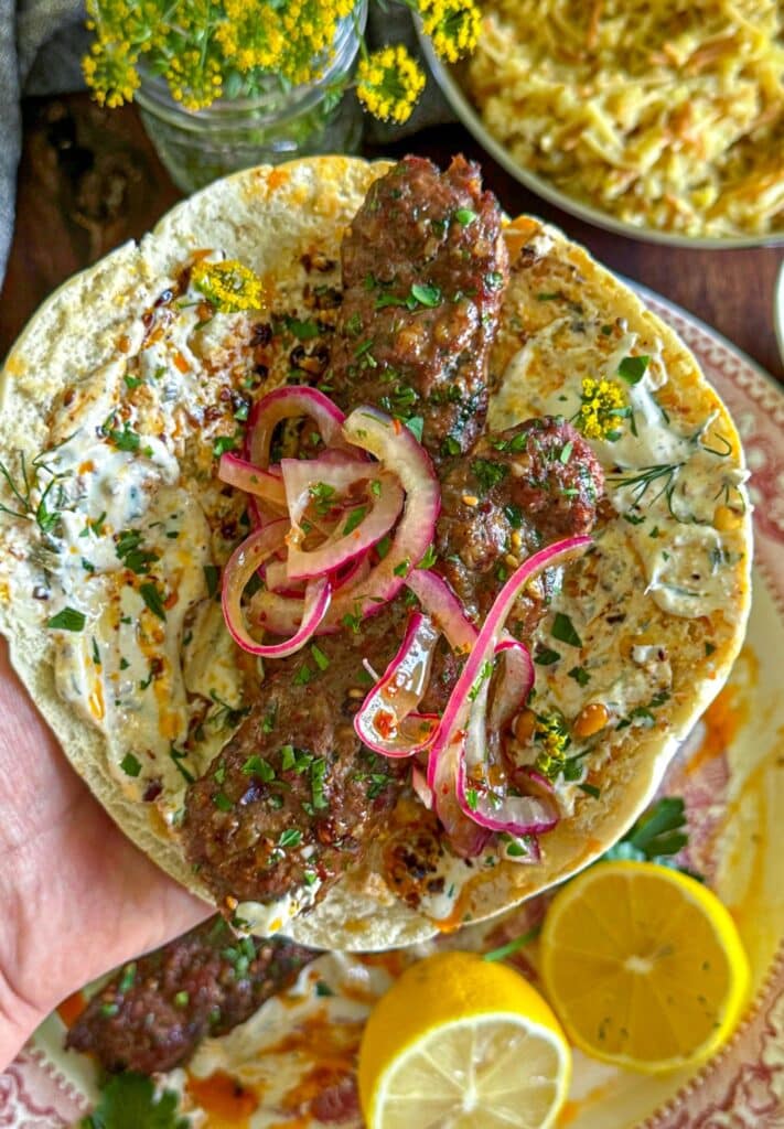 Armenian Kofta Kebab in a pita