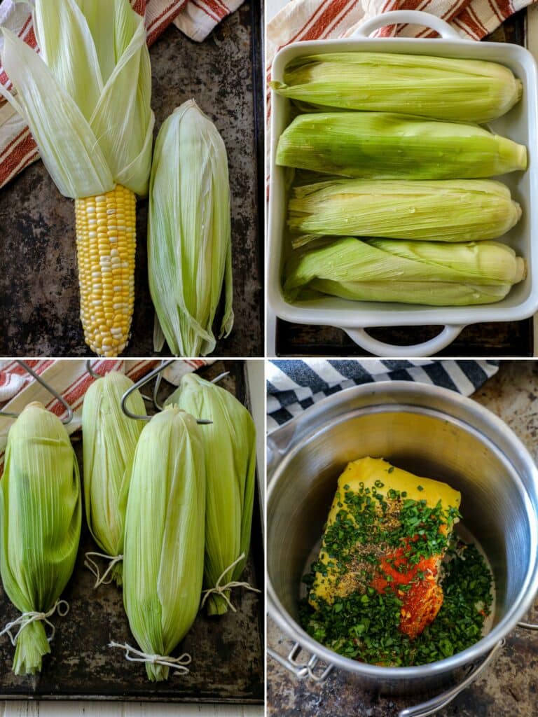 Preparation process for making smoked corn in step by step photos.