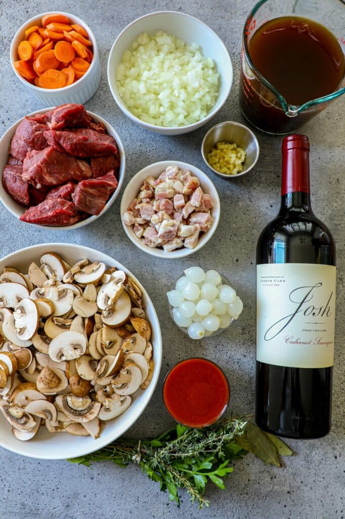 Le Creuset Beef Bourguignon Recipe ingredients
