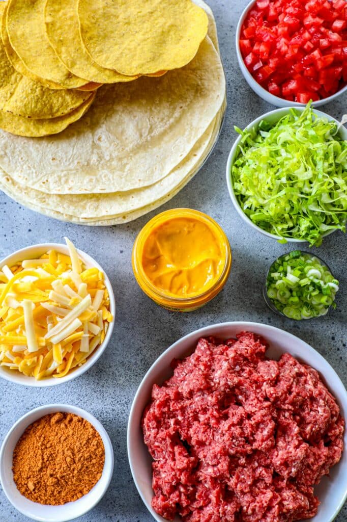 Sheet pan Crunchwrap Supreme Recipe ingredients