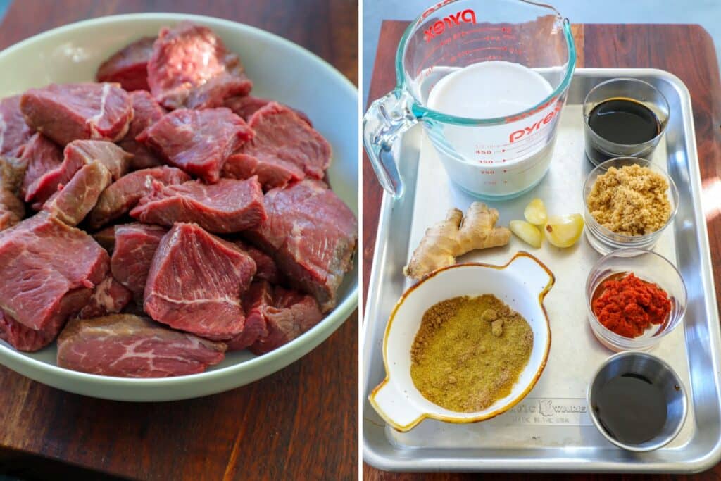 Beef satay ingredients