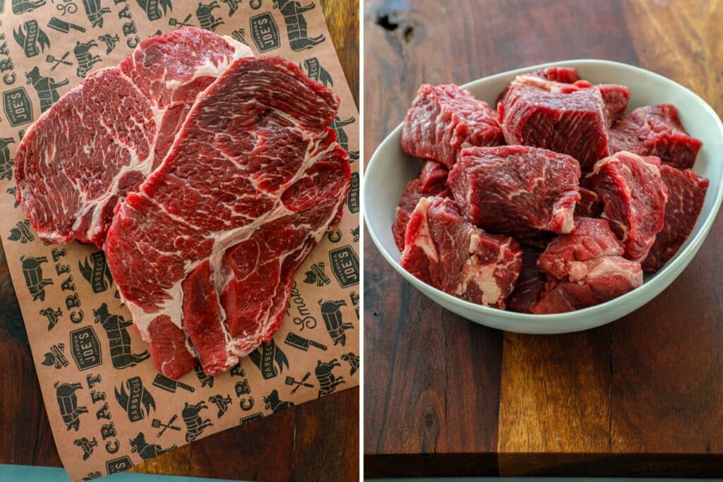 Chuck roast trimmed and prepped for burnt ends