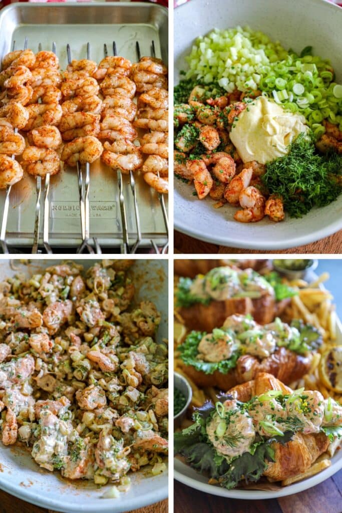 Assembling the shrimp rolls