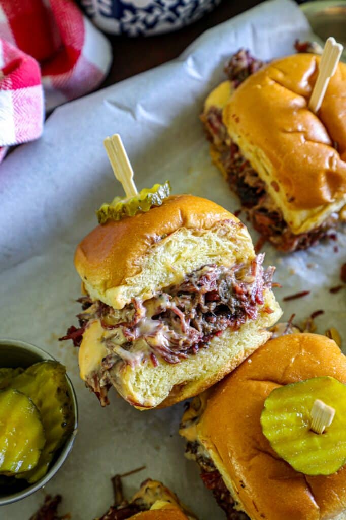 Pulled Beef & Cheddar Sliders