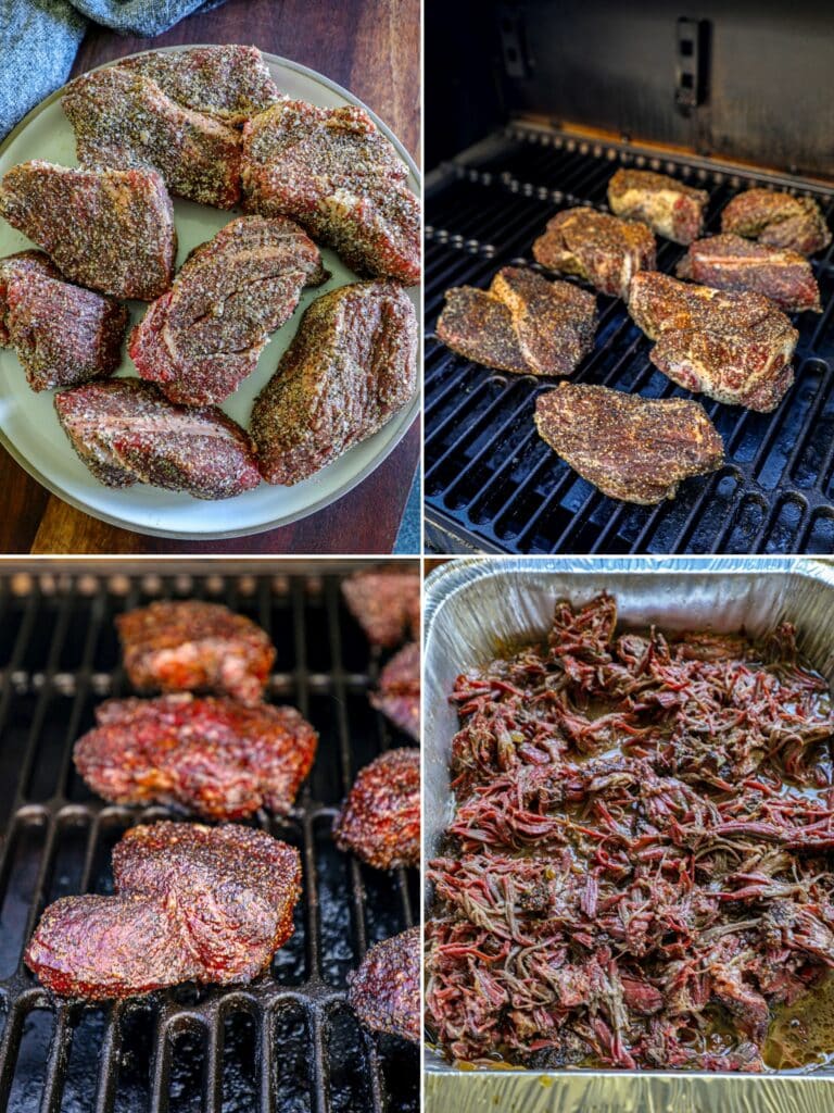 Smoking and braising the pulled beef