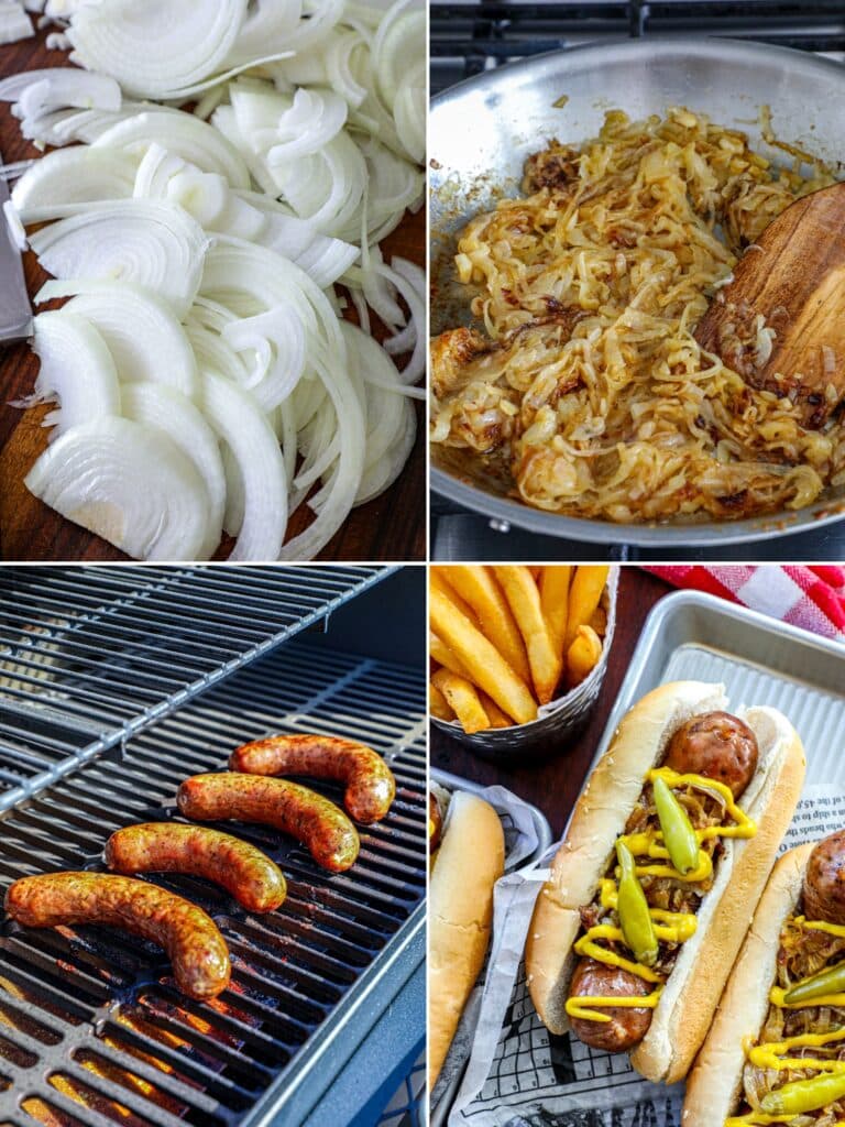 Steps for making a Maxwell street polish sausage