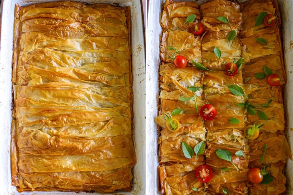 Baked tomato phyllo pie