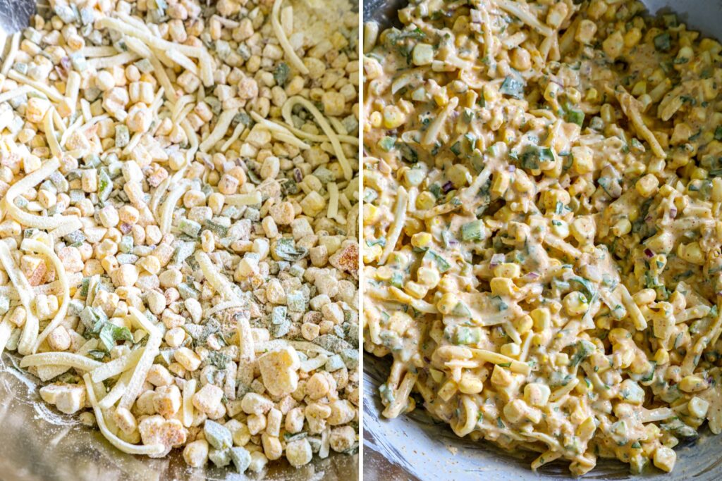 Making the elote corn batter