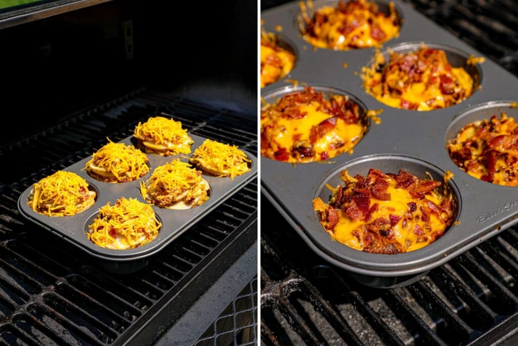 Smoking the crispy muffin tin potatoes