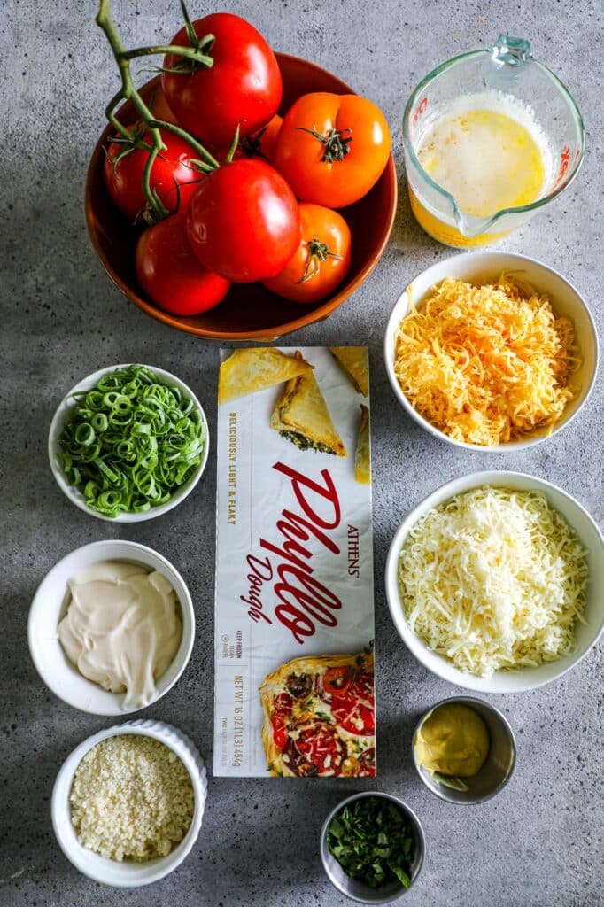 Tomato Phyllo Pie ingredients