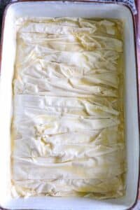 Crinkled phyllo top layer