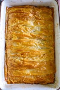 Golden brown tomato phyllo pie