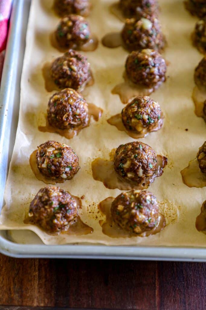 Oven baked bison meatballs
