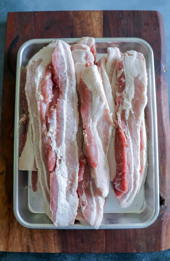 Thinly sliced pork belly