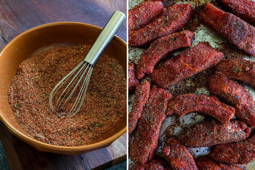 Preparing the Cajun ribs for the smoker