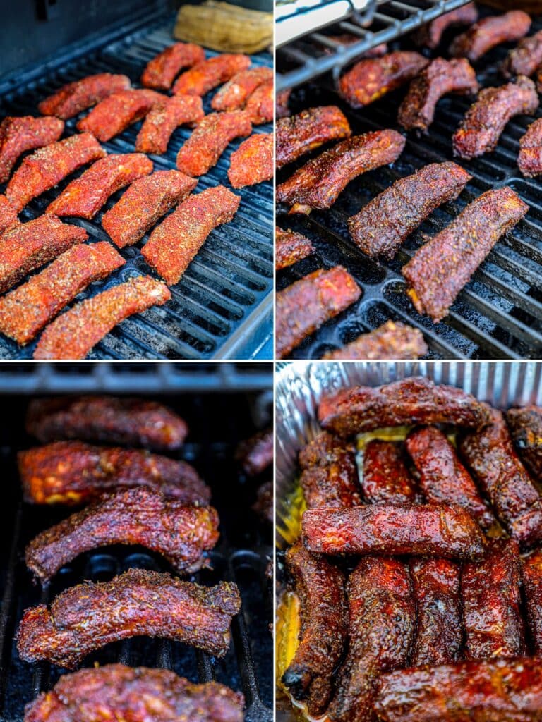 Smoking the cajun ribs and adding the honey butter glaze