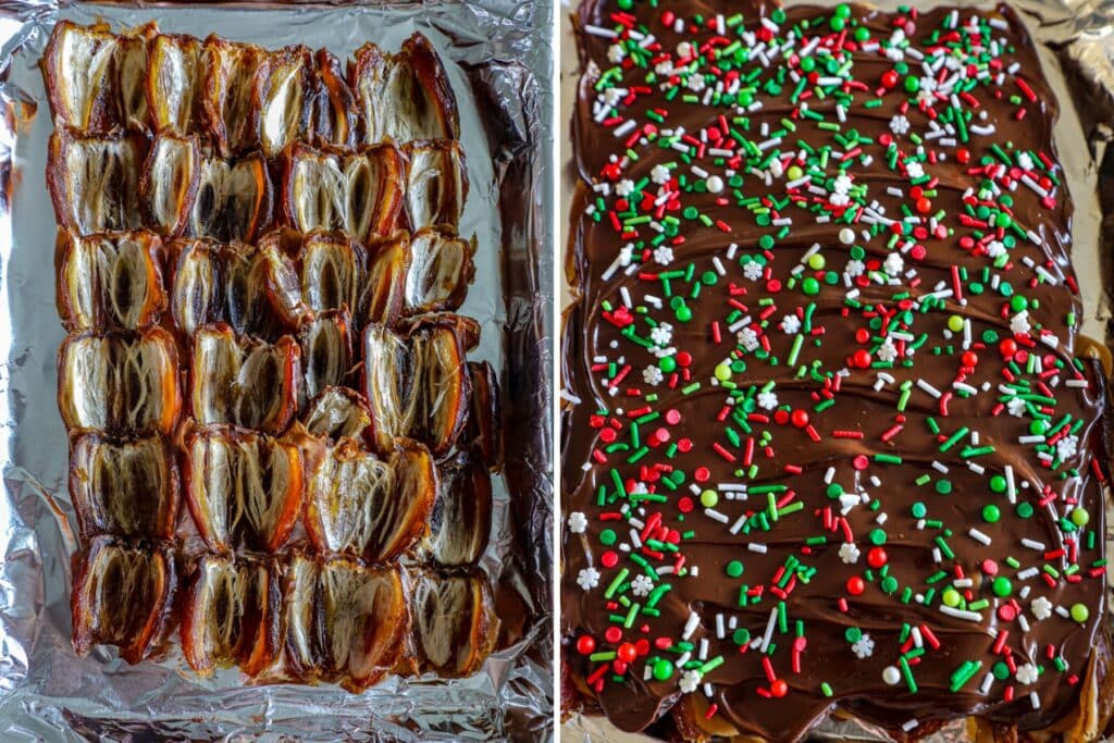 Assembling the date bark recipe