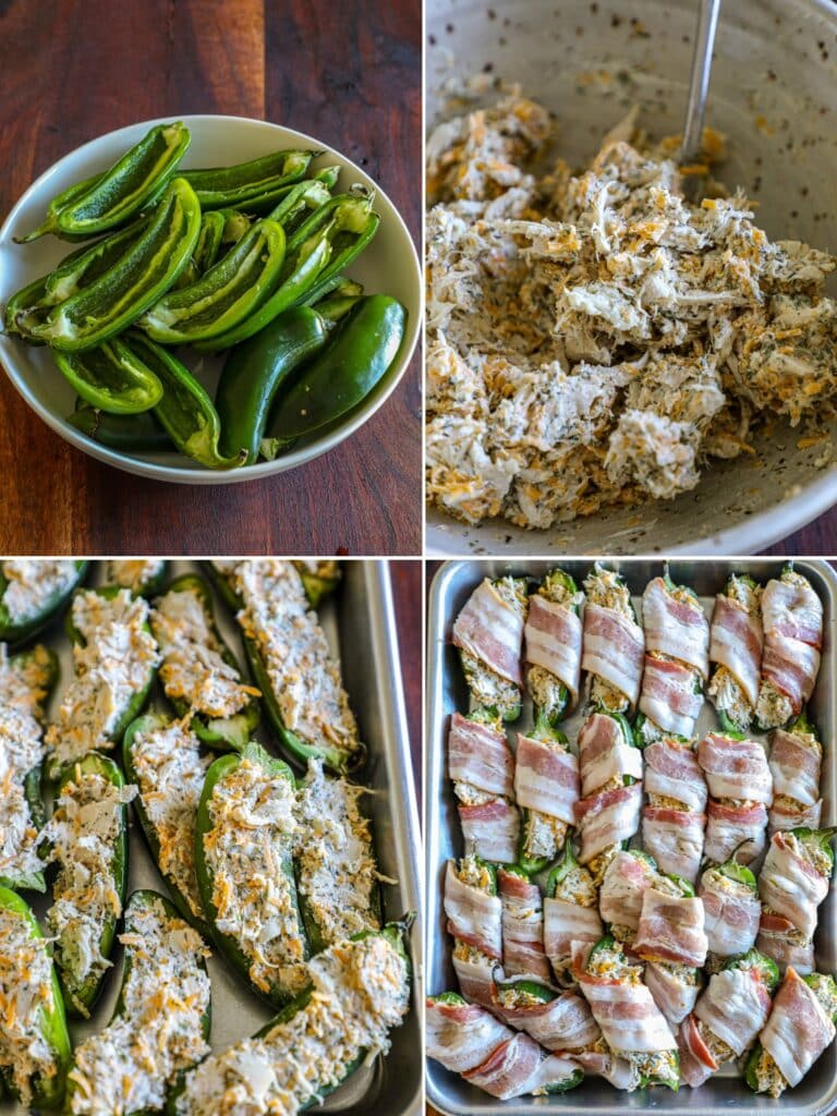 Preparing the Chicken Bacon Ranch Jalapeno Poppers
