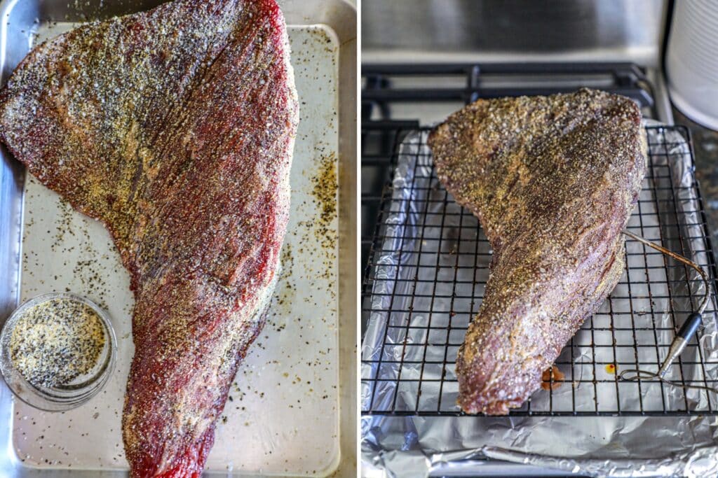 Preparing the tri tip and roasting it low and slow