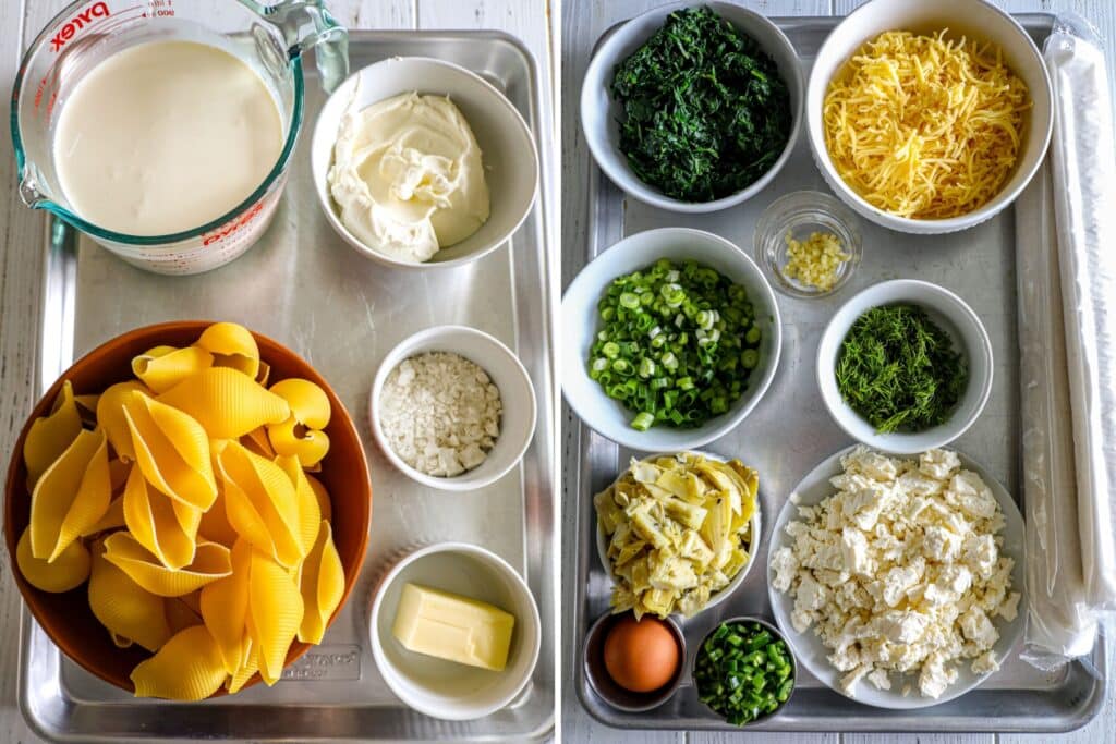Spinach Artichoke Stuffed Shells Recipe ingredients