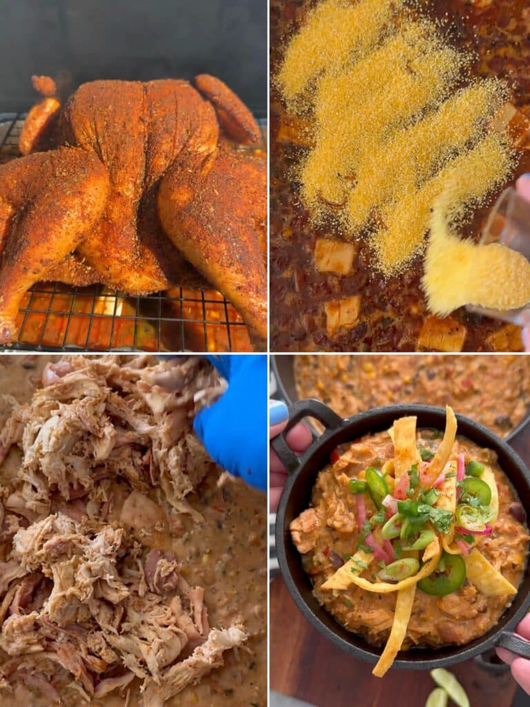 Smoking the white chicken chili on the smoker