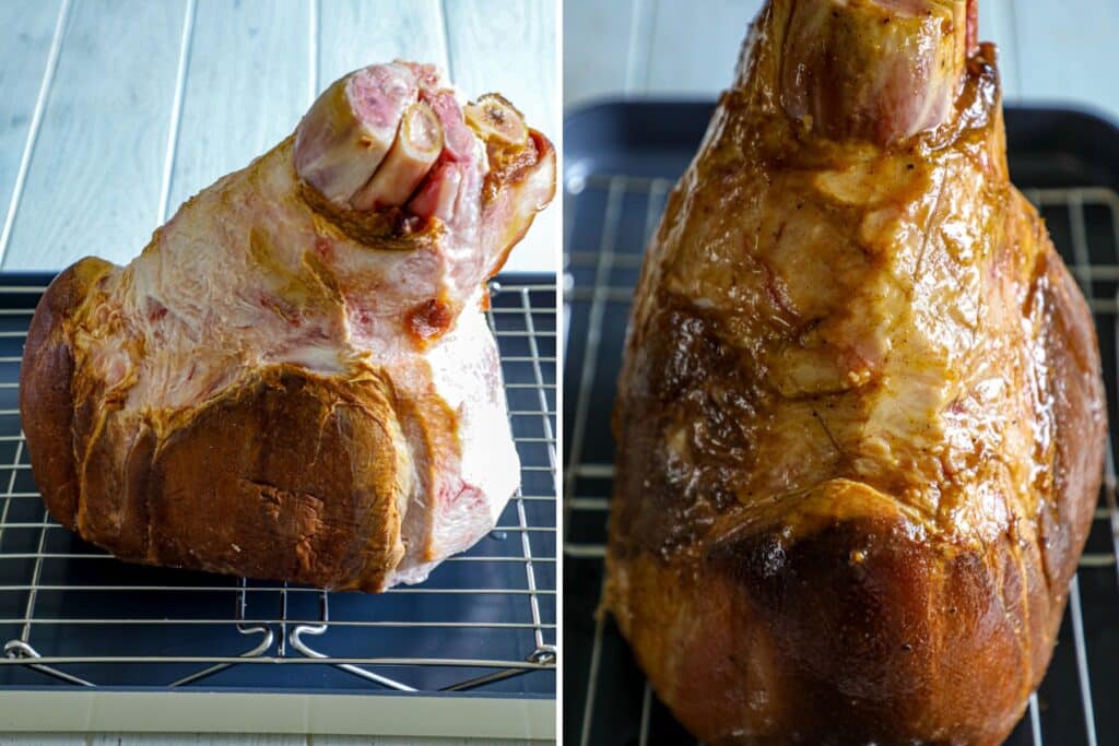 how to roast the Bourbon Maple glazed ham in the oven