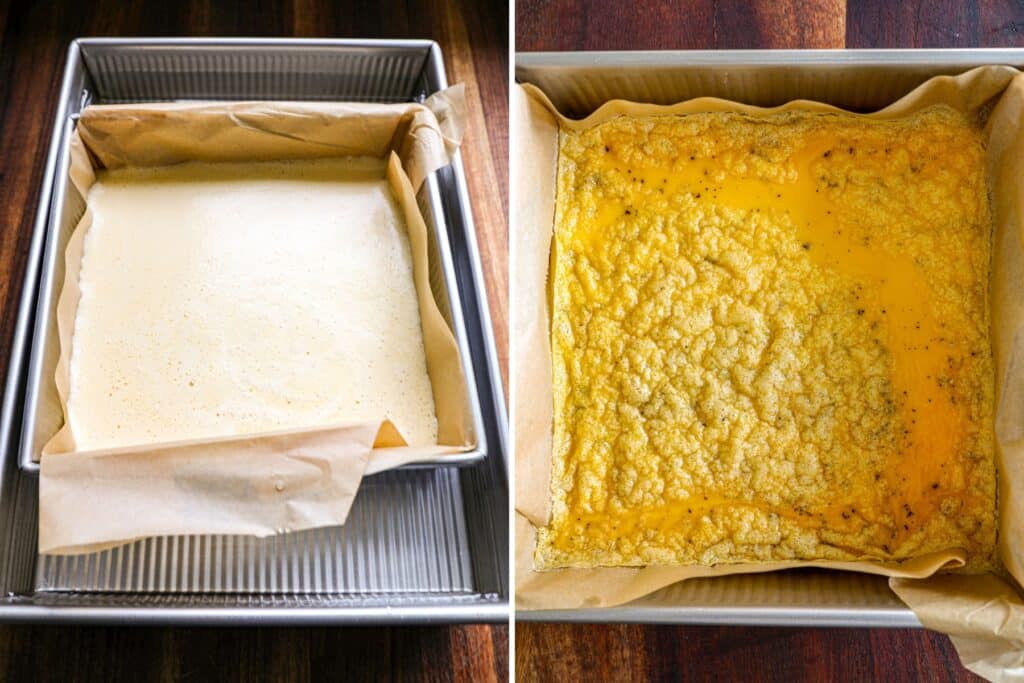 Cooking the eggs in a bain marie