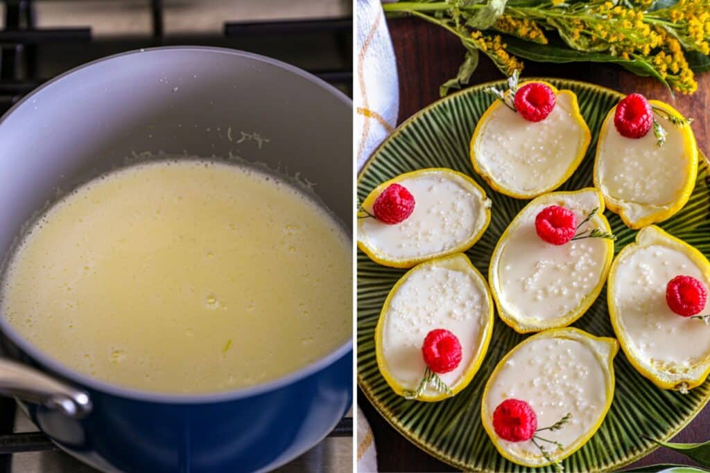 How to fill the lemon posset cups