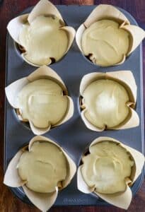 Basque batter in muffin cups