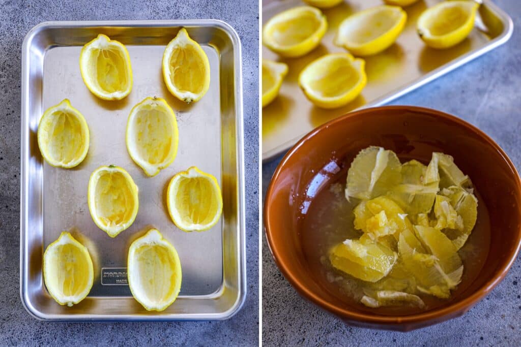 Preparing the lemon cups and lemon juice