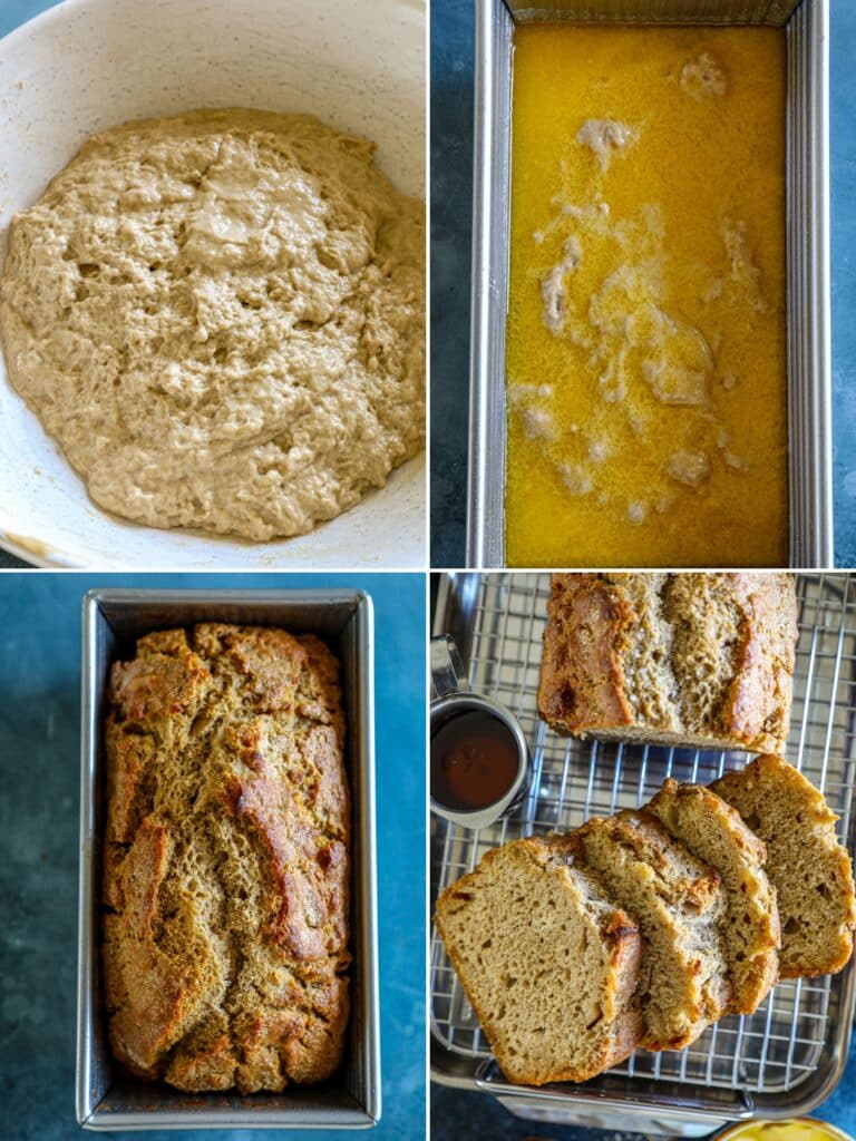 making the dough and baking the Guinness beer bread