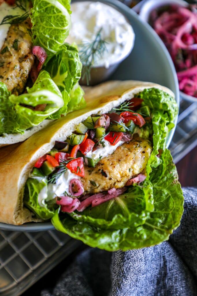 Grilled Greek Chicken Burgers