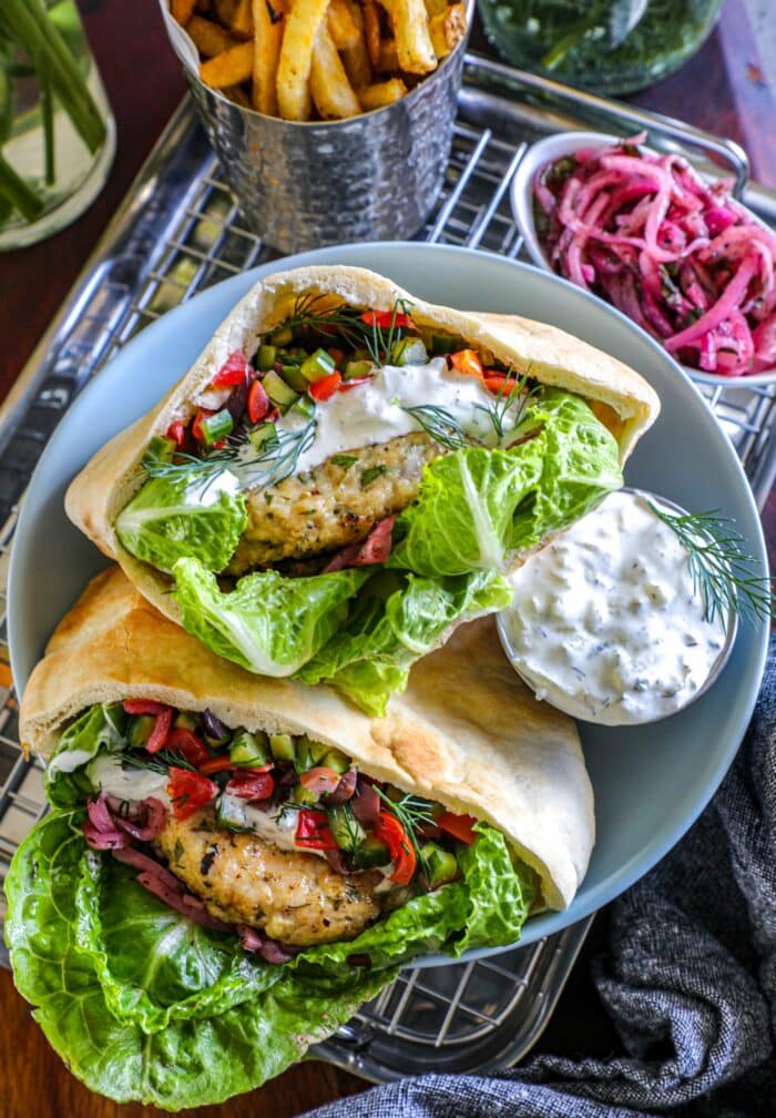 Grilled Greek Chicken Burgers