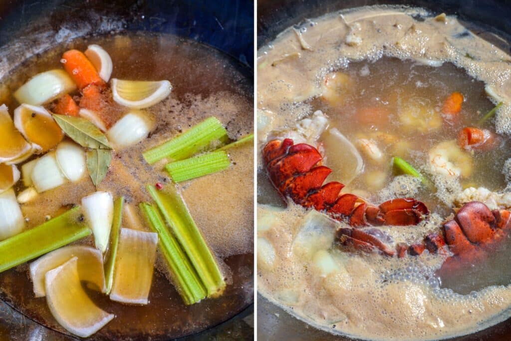 Making a homemade seafood stock