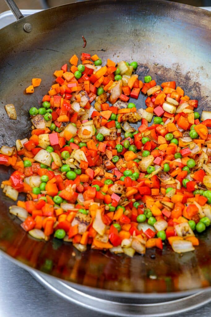 sauteing the vegetables