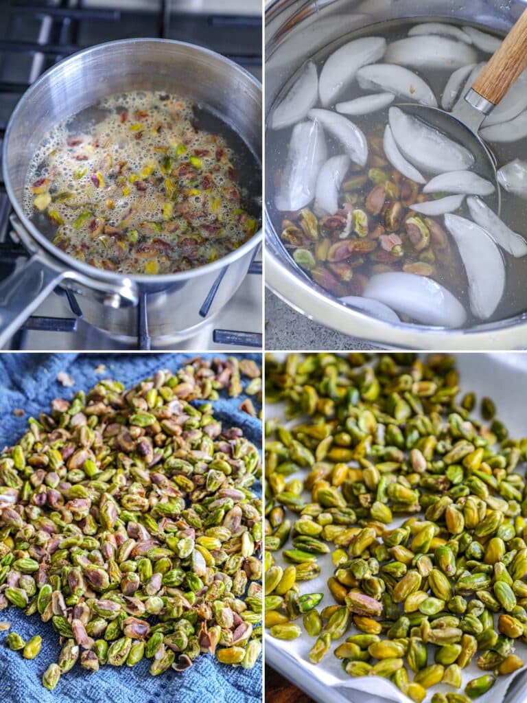 Steps for blanching the pistachios
