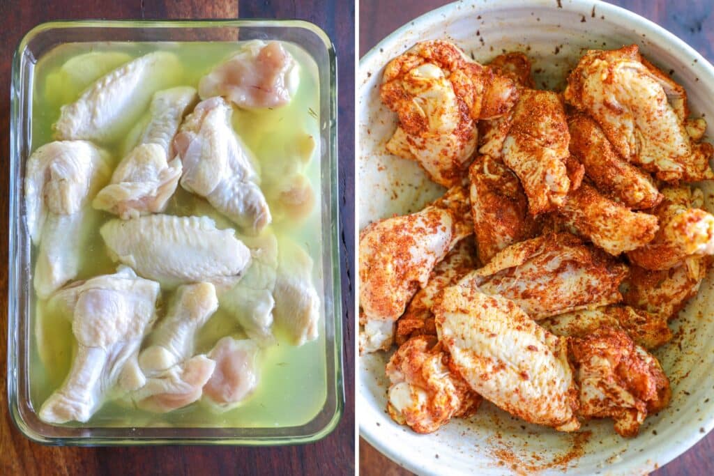 Brining and seasoning the nashville hot wings