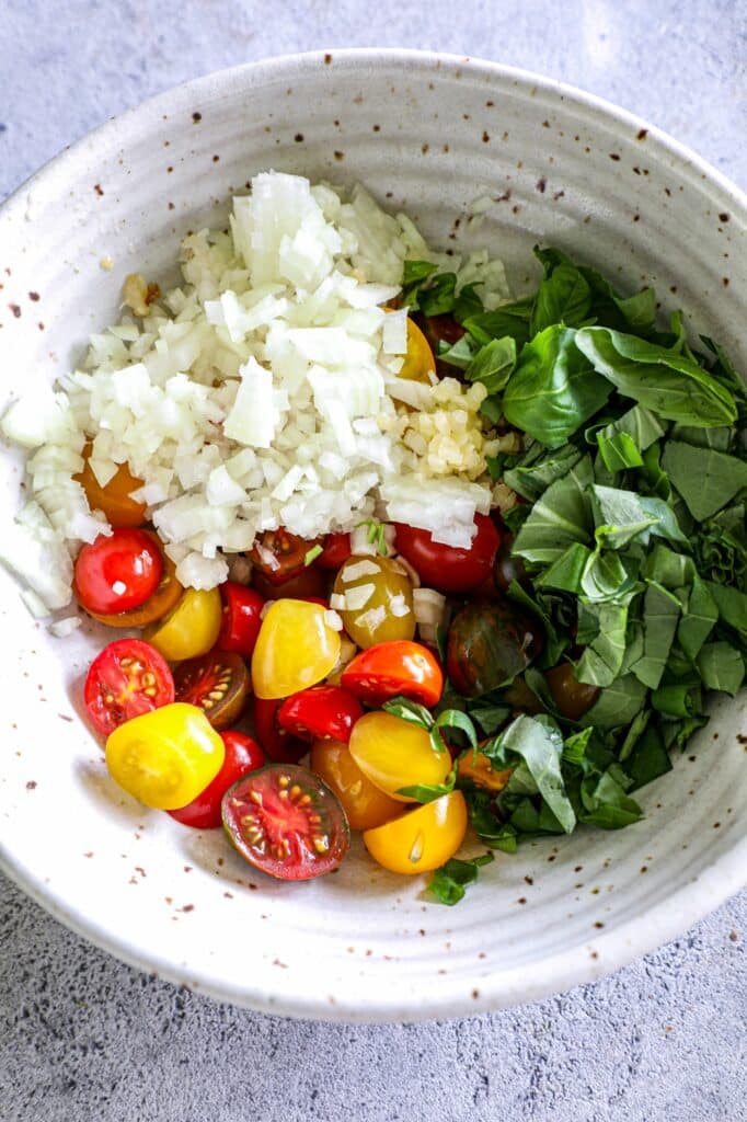 making the tomato mixture