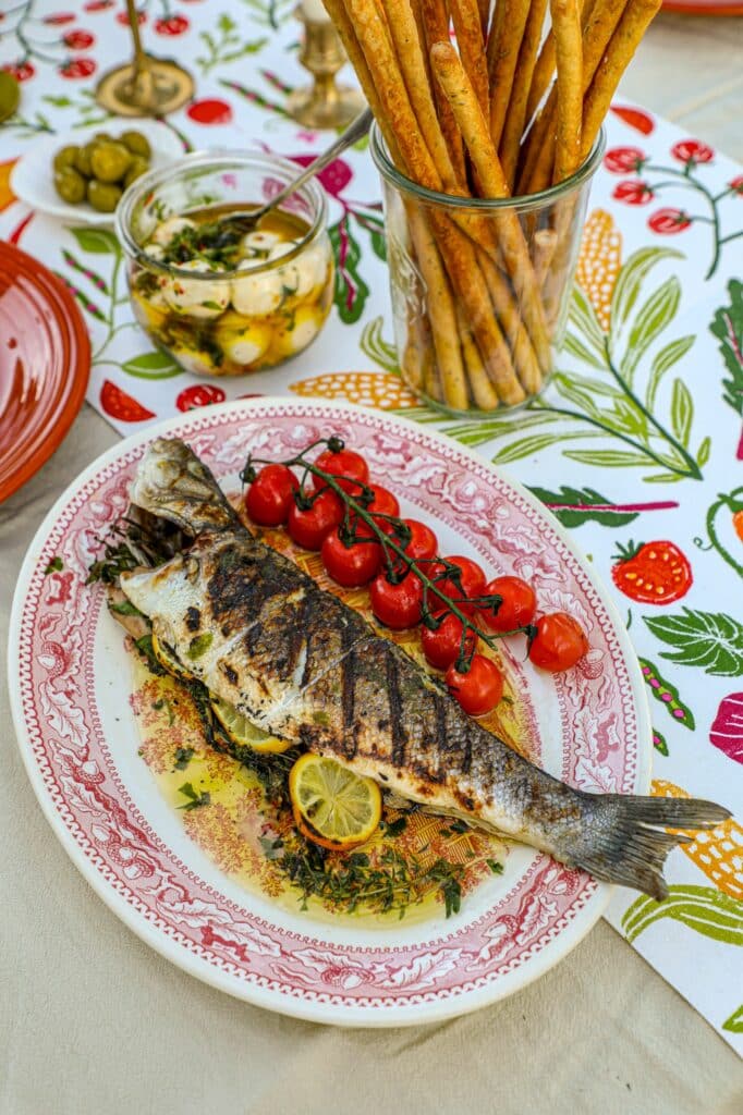 Italian-Inspired Al Fresco Menu (grilled branzino)