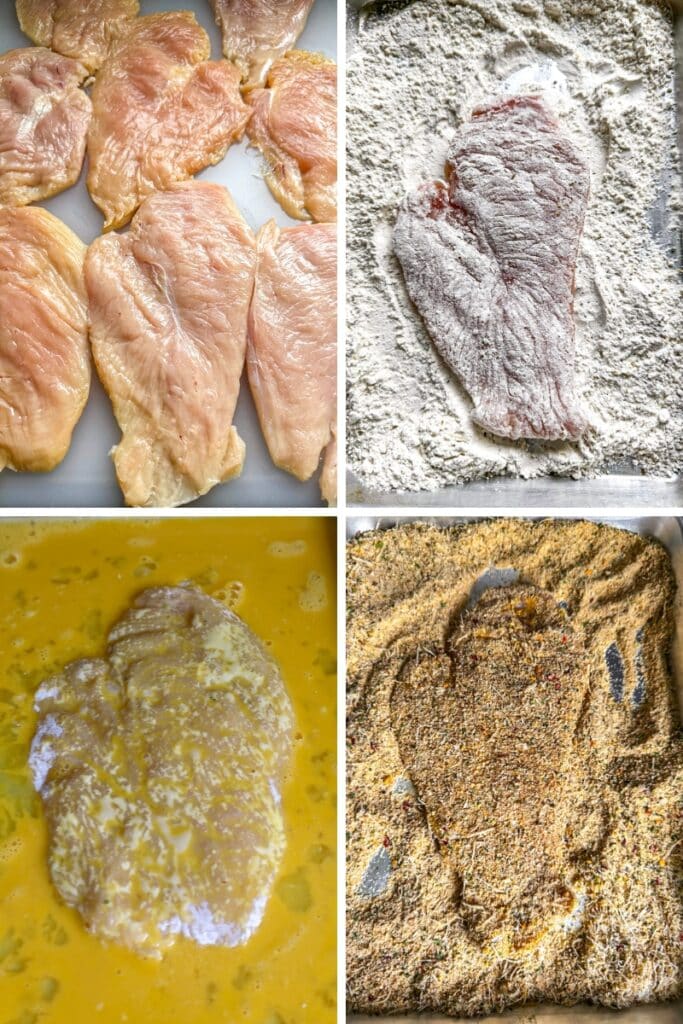 Breading the chicken cutlets