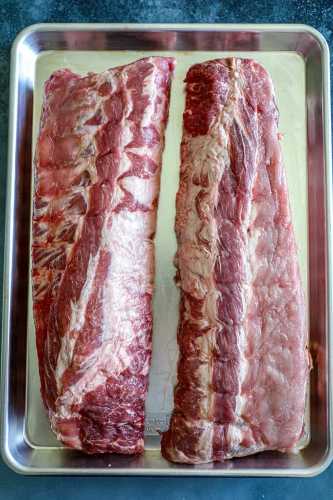 Raw baby back ribs