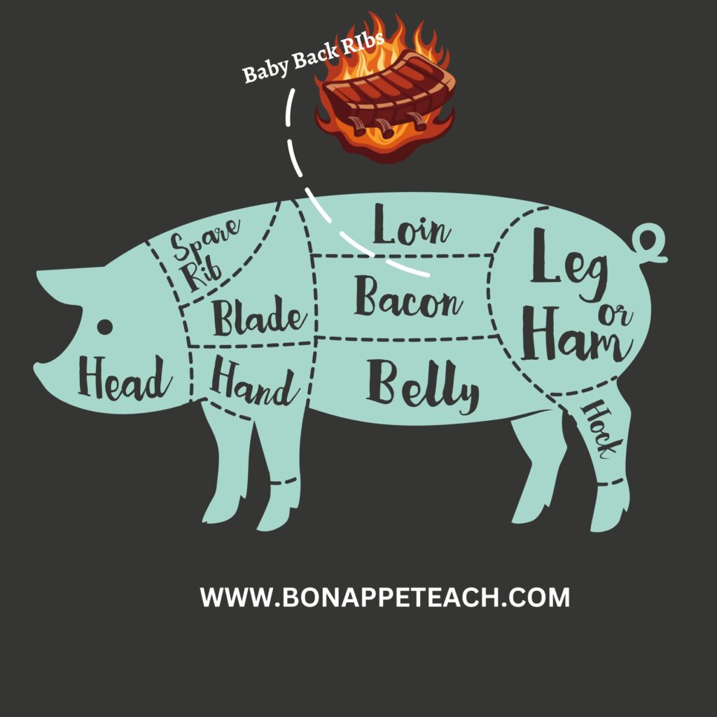 Pig Graphic of location for baby back ribs