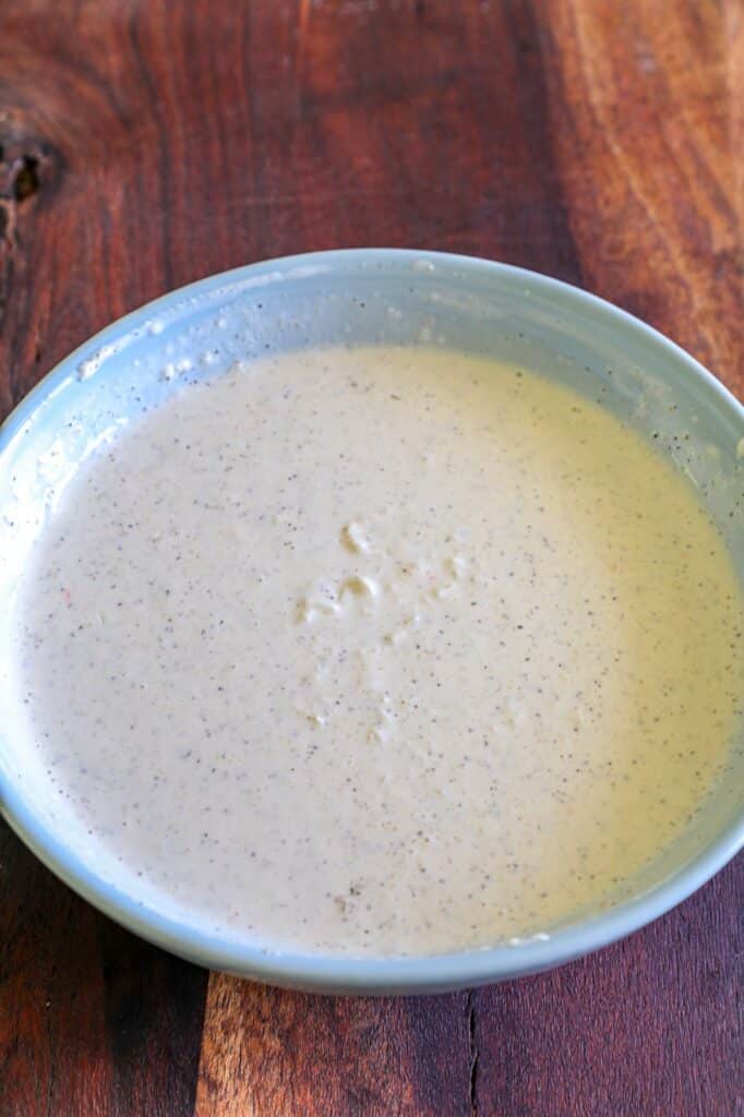 Authentic Hawaiian Macaroni Salad dressing in a bowl