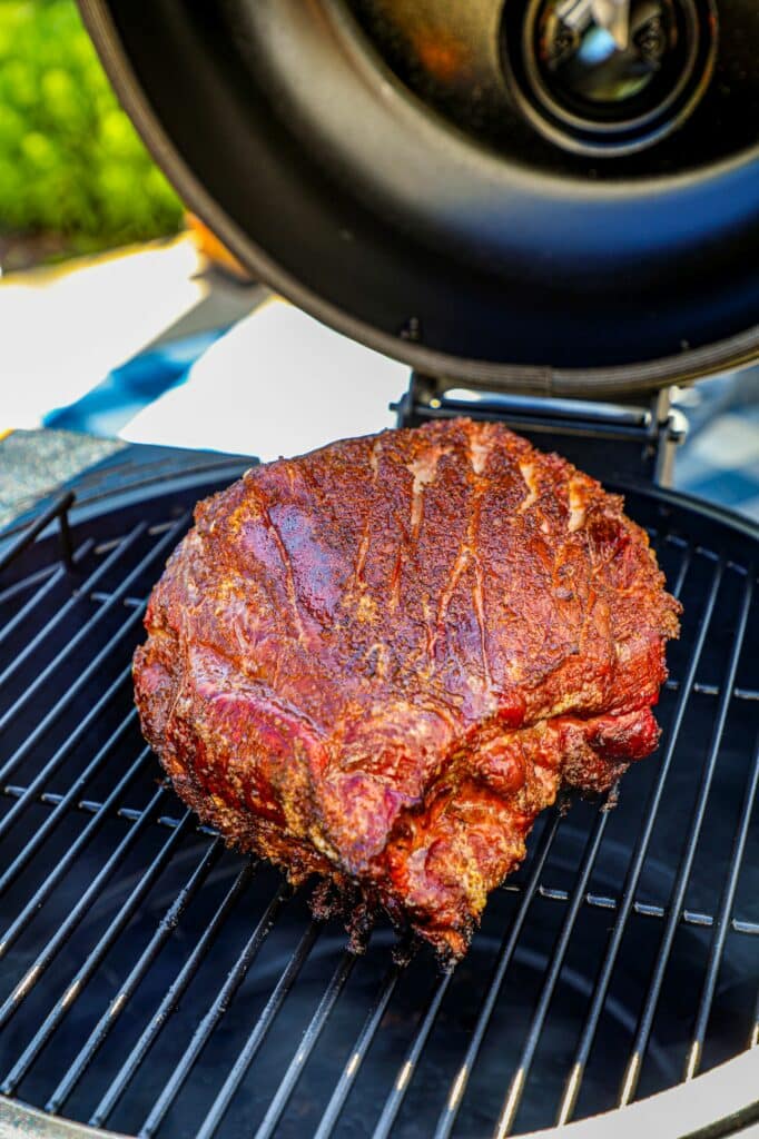 the pork shoulder on the smoker until it hits 165 F internal