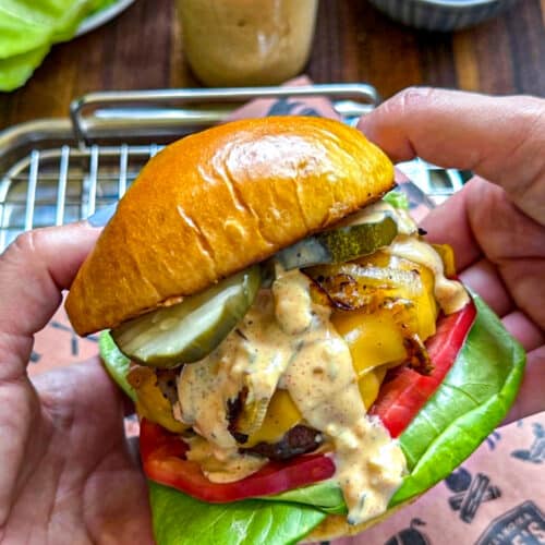 Bison burger recipe with keto burger sauce