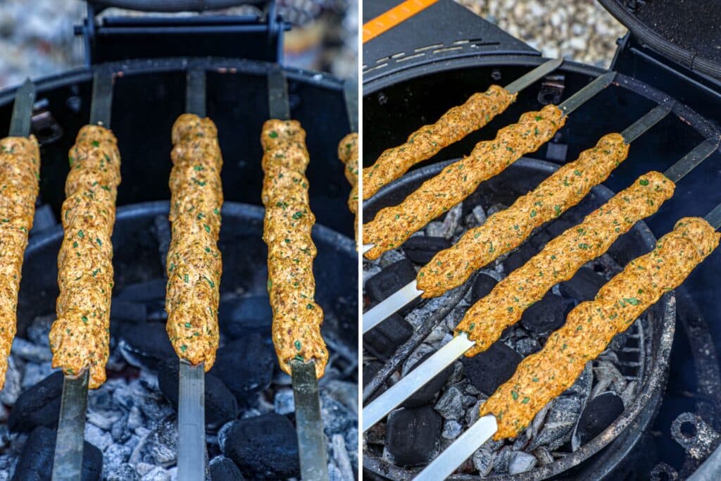 Grilling the kebab
