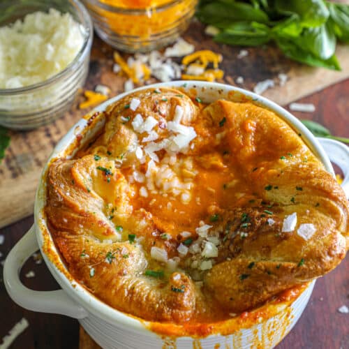 roasted red pepper tomato soup (pot pie version)