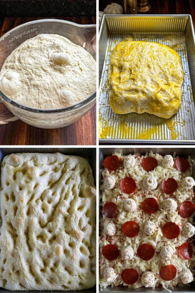 Process for baking the focaccia bread pizza