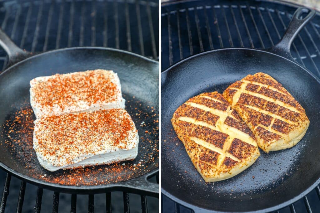 Smoking the cream cheese on the grill