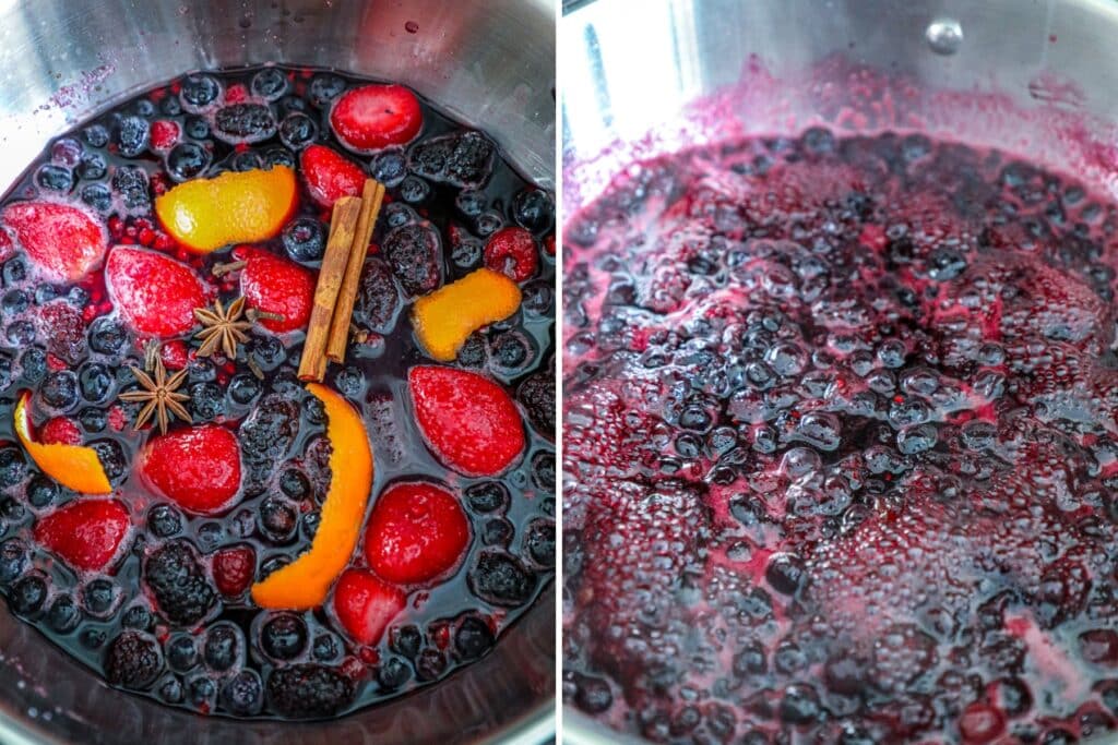 Making the mulled wine jam